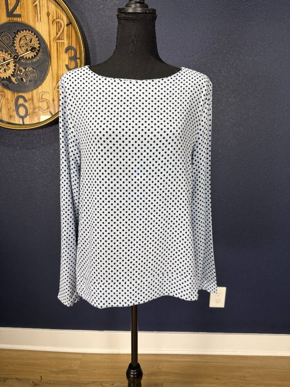 Philosophy Republic Clothing Navy Blue Polka Dot Long Sleeve Top | M